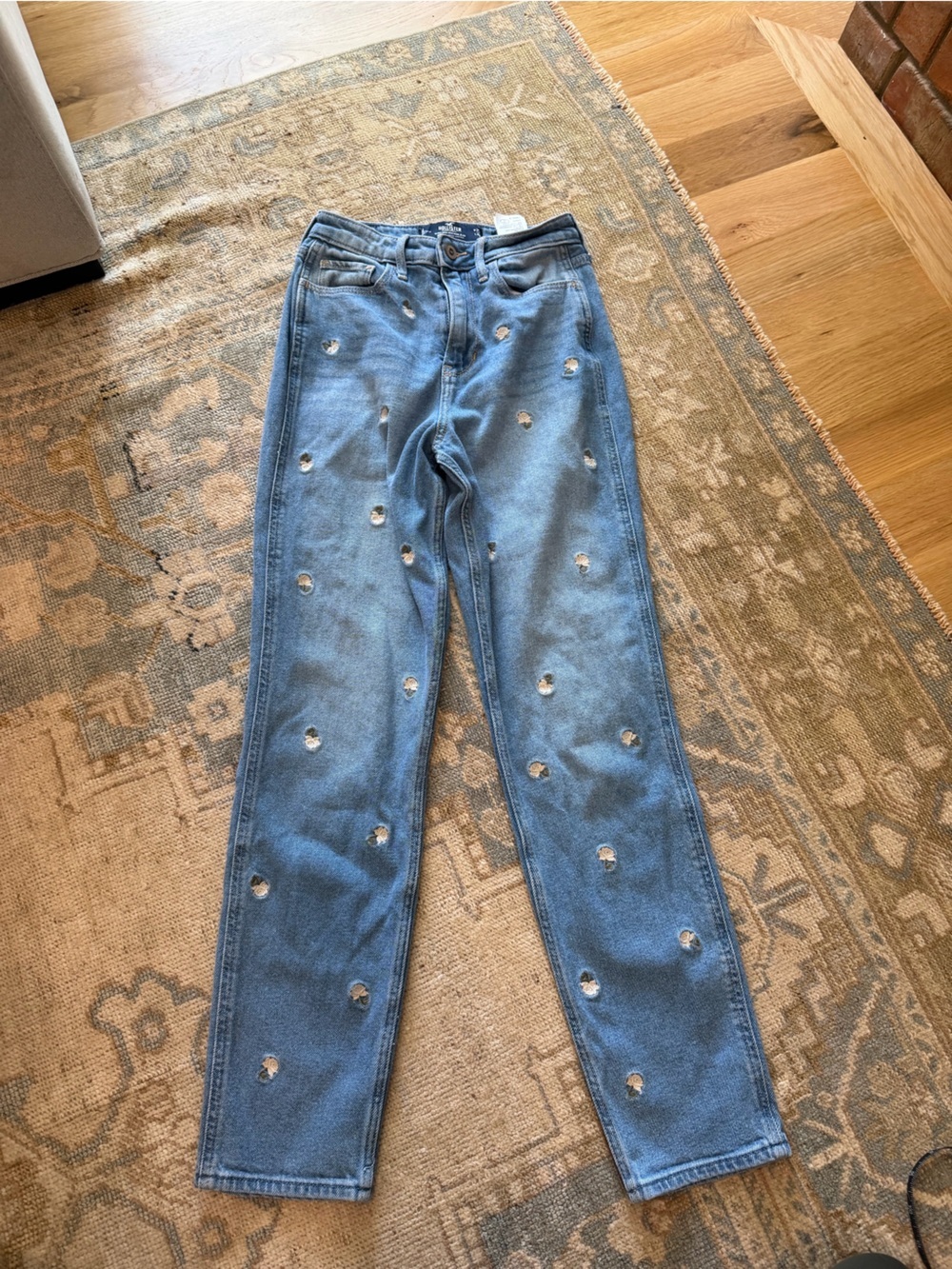 Hollister Light Blue Skinny Jeans with flowers